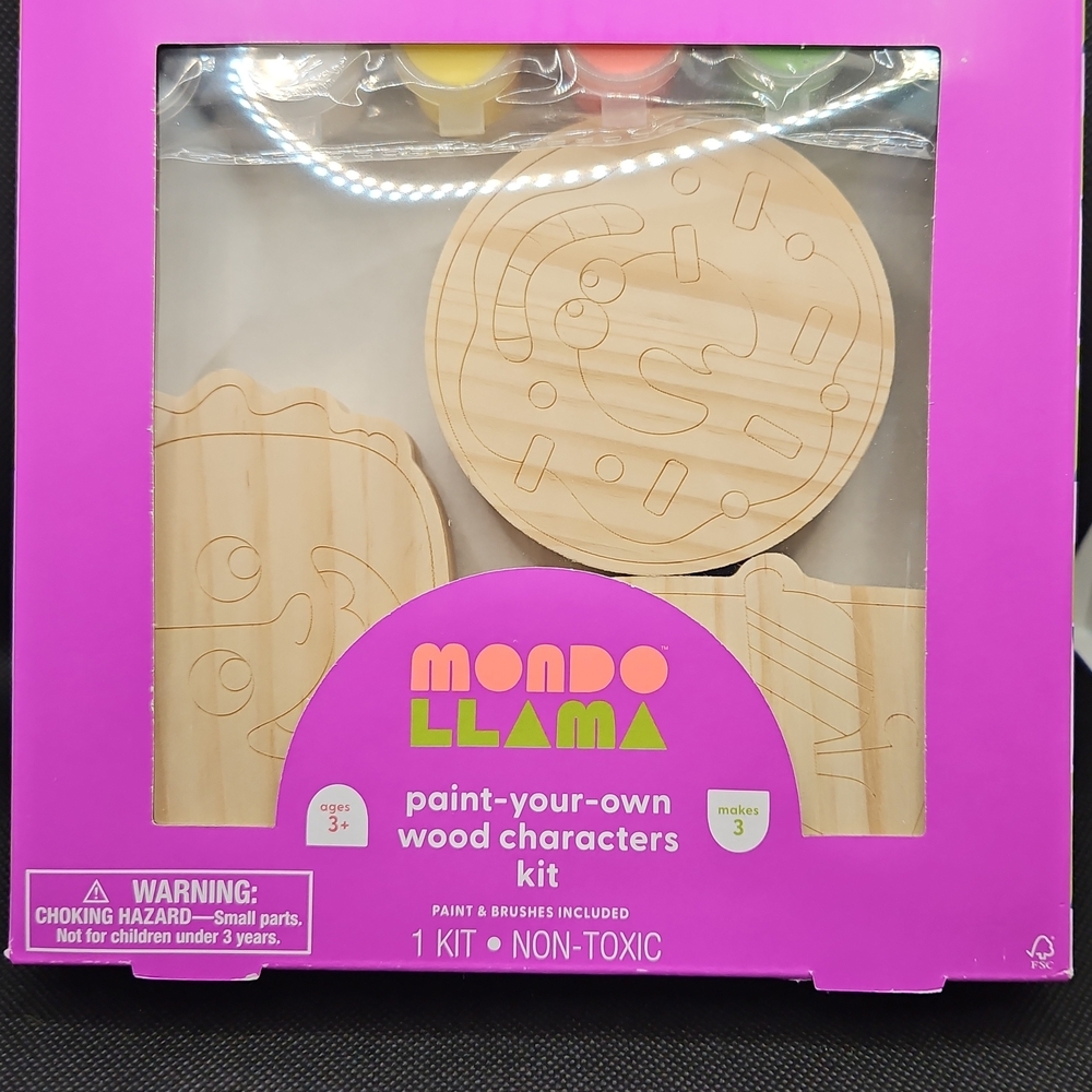 Mondo Llama Paint-Your-Own Wood Characters Kit - Natural and Pink